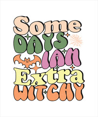 Groovy style Halloween typography t-shirt design, vintage typography t-shirt design, retro Halloween t-shirt design, groovy t-shirt design.