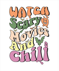 Groovy style Halloween typography t-shirt design, vintage typography t-shirt design, retro Halloween t-shirt design, groovy t-shirt design.