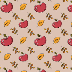 autumn pattern apples and leaves illustration pack for autumn
