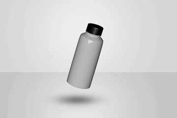 Cosmetic beauty healthcare round bottle 3d render mockup on gray background