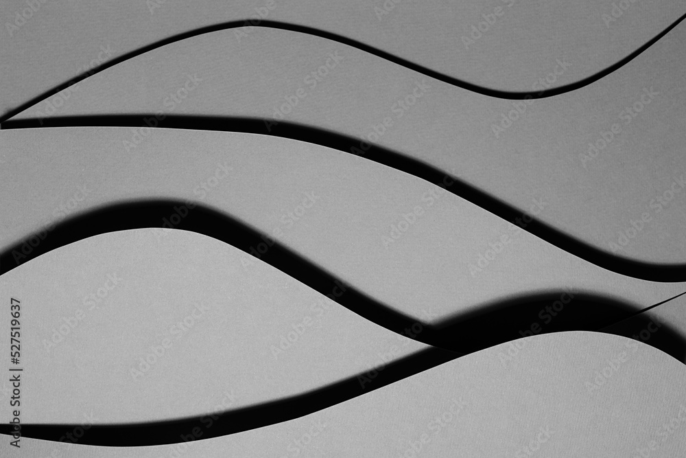 Poster graphite grey abstract geometric background with soar stepped horizontal curved wavy stripes with bl