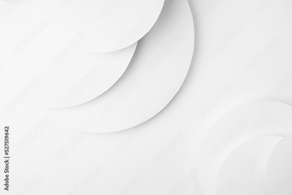 Poster white abstract geometric background with soft light white paper circles soar as abstract spaces with