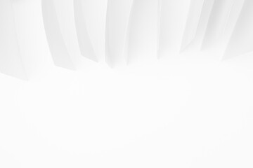 White abstract geometric background with soft light glowing edge of paper sheets as stripes,...