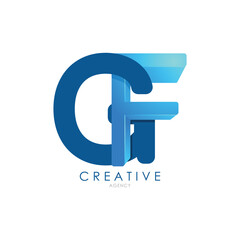 3d GF letter design logo template for business and corporate identity
