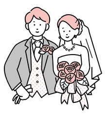 新郎新婦のイラスト素材