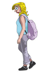 Voyageuse au sac à dos