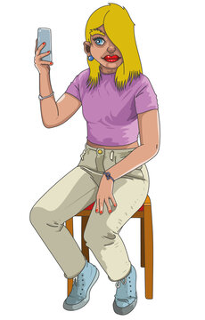 Influenceuse qui fait un selfie