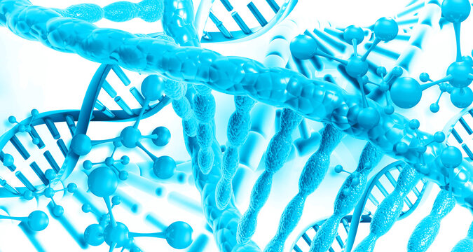 DNA strands and molicules on isolated background. 3d illustration.