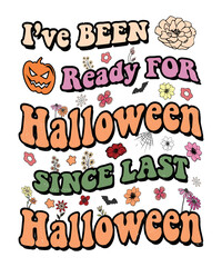 Obraz premium Groovy style Halloween typography t-shirt design, vintage typography t-shirt design, retro Halloween t-shirt design, groovy t-shirt design.