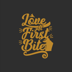 love at first bite retro gold quote text art Calligraphy 