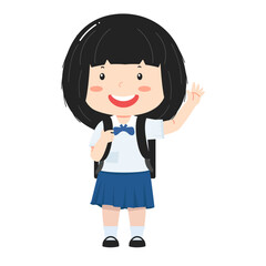 Cute thai  student girl  with school bag