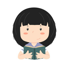Girl with open book vector