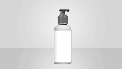 Cosmetic beauty white gray liquid dispenser plastic bottle mockup on gray background