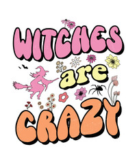 Groovy style Halloween typography t-shirt design, vintage typography t-shirt design, retro Halloween t-shirt design, groovy t-shirt design.