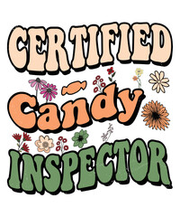 Groovy style Halloween typography t-shirt design, vintage typography t-shirt design, retro Halloween t-shirt design, groovy t-shirt design.