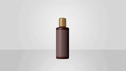 Obraz premium Ayurveda Veda Amber brown liquid plastic bottle mockup on gray background
