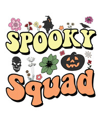 Groovy style Halloween typography t-shirt design, vintage typography t-shirt design, retro Halloween t-shirt design, groovy t-shirt design.