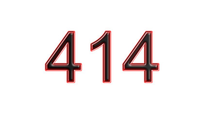 red 414 number 3d effect white background
