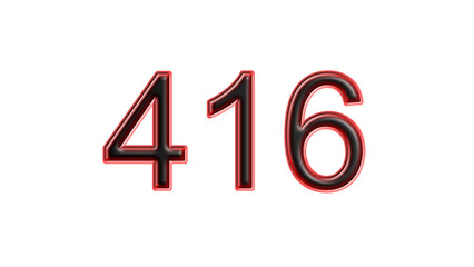 red 416 number 3d effect white background
