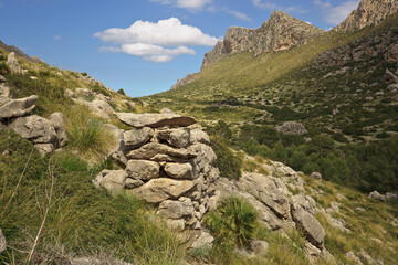Construcciones naviculares de epoca Talayotica, ciudad pre-romana de Bocchoris.Valle de Boquer. Pollensa.Mallorca.Islas Baleares. Spain.