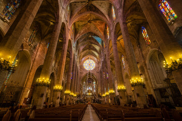 Fototapeta premium Catedral de Mallorca , siglo XIII, Monumento Histórico-artístico, Palma, mallorca, islas baleares, españa, europa