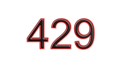 red 429 number 3d effect white background