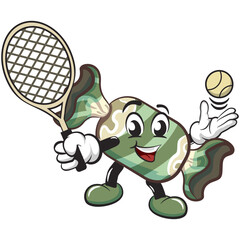 candy character mascot illustration vector playing tennis