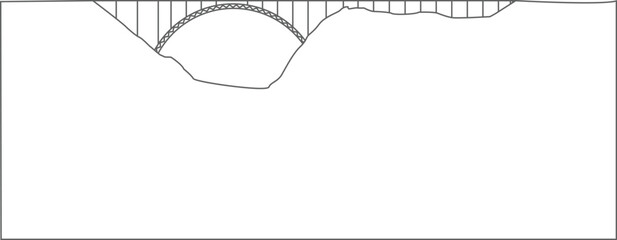 Arch bridge outline vector illustration line drawing