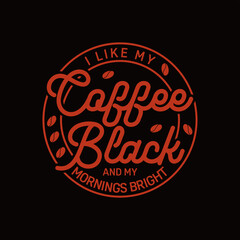 Coffee Black Script Text art Badge for Print or sticker idea