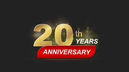 Gold and red tone 20th year anniversary celebration logo