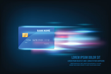 Vector quick payment, fast payment concept. Technology abstract banner background.