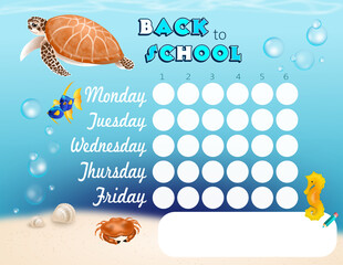 School timetable under ocean