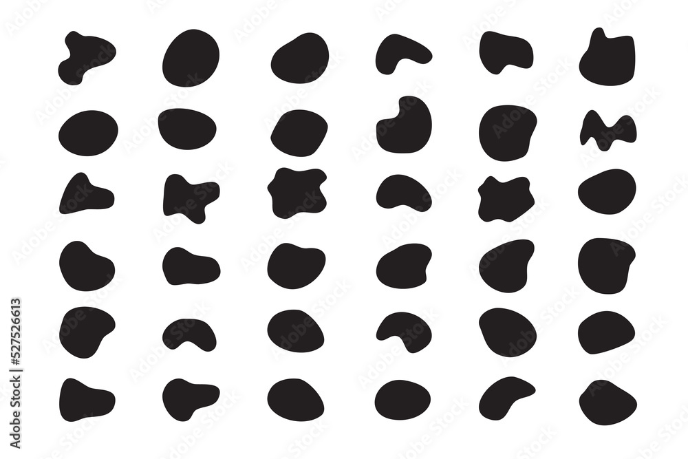Poster random blob organic pattern spot shape. amorphous ink blob geometric round pattern