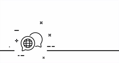 Translator in the massenger. Translate site into language, Correspondence, vocabulary. Dictionary concept. One line drawing animation. Motion design. Animated technology logo. Video 4K