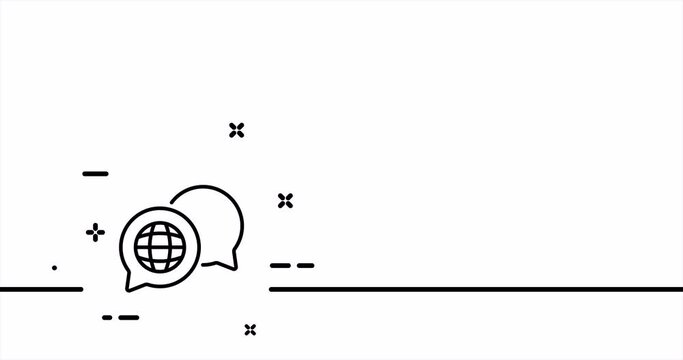 Translator in the massenger. Translate site into language, Correspondence, vocabulary. Dictionary concept. One line drawing animation. Motion design. Animated technology logo. Video 4K
