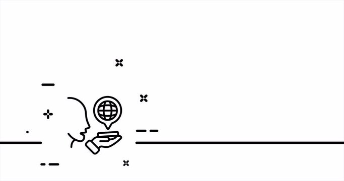 Voice translator. Translate site into language, show original, select language, vocabulary. Dictionary concept. One line drawing animation. Motion design. Animated technology logo. Video 4K