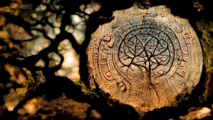 Celtic astrology with old trees and symbols related to the forest, Celtic, the link between ancient beliefs and the roots of civilization