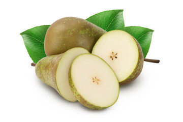 Green conference pear isolated on white background with full depth of field