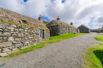 Fototapeta na wymiar Gearrannan black house village, Dun Carloway, Isle of Lewis, Scotland