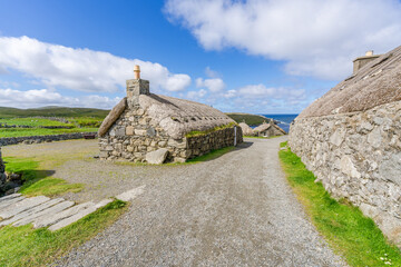 Fototapeta na wymiar Gearrannan black house village, Dun Carloway, Isle of Lewis, Scotland
