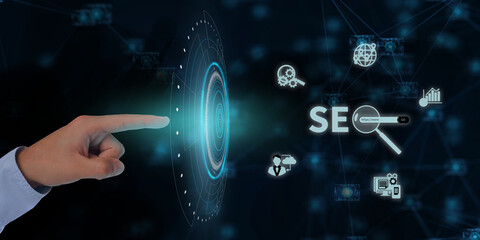 Concept SEO and Development web icons, lead, plan, online marketing and digital marketing concept