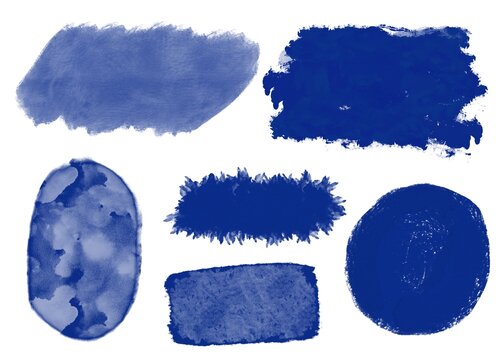 Blue Abstract Art Elements Set Watercolor Texture Label Design