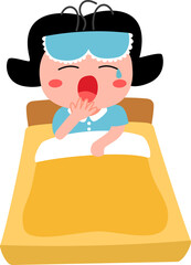 sleepy girl on the bed