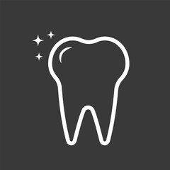 Dental logo Template vector illustration icon design tooth icon. Modern denistry logo. Perfect tooth with stars. Outline tooth icon black and white	
