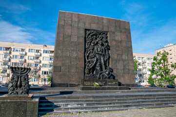 Fototapeta na wymiar Monument of the Ghetto Uprising, Warsaw, Masovian Voivodeship, Poland