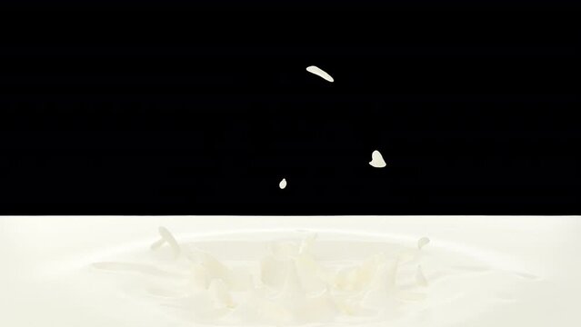 Milk splash with alpha channel mask for Reveal logo in the middle of the crown splash side view.