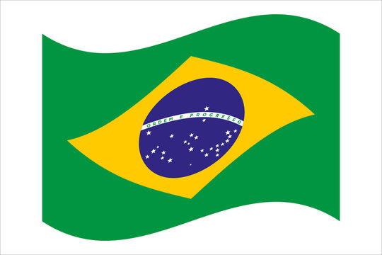 brazil flag curved illustration. Brazilian flag