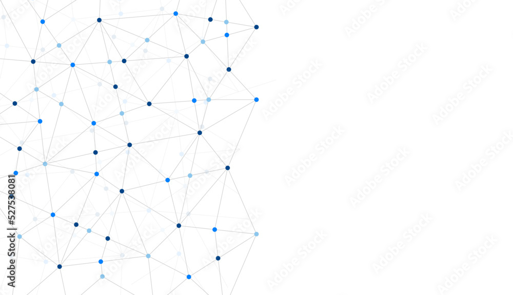 Fototapete Abstract low poly network connected dots and lines background template. 