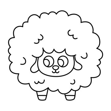 Cute cartoon sheep line icon