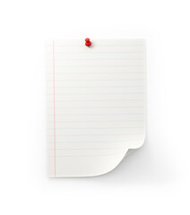 Realistic White 3D Lined Notebook with Thumbtacks